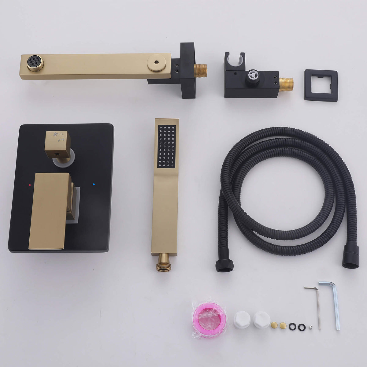 Wall-Mounted Tub Filler with Long Spout & Hand Shower