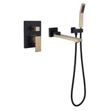 Wall-Mounted Bathtub Faucet with Hand Shower and Minimalist Control Panel