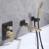 Wall-Mounted Bathtub Faucet with Hand Shower and Minimalist Control Panel