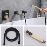 Wall-Mounted Bathtub Faucet with Hand Shower and Minimalist Control Panel