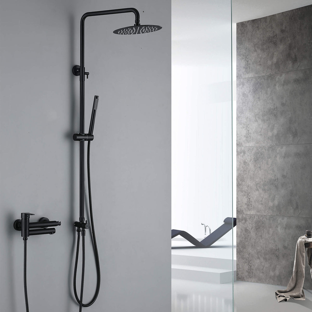 Adjustable 3-Function Shower System with Foldable Tub Spout