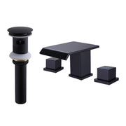Waterfall Bathroom Faucet with Pop-Up Drain Solid Brass Vanity Sink Faucet
