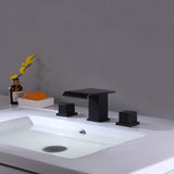 Waterfall Bathroom Faucet with Pop-Up Drain Solid Brass Vanity Sink Faucet