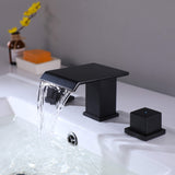 Waterfall Bathroom Faucet with Pop-Up Drain Solid Brass Vanity Sink Faucet