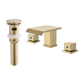 Waterfall Bathroom Faucet with Pop-Up Drain Solid Brass Vanity Sink Faucet