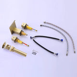 Waterfall Bathroom Faucet with Pop-Up Drain Solid Brass Vanity Sink Faucet