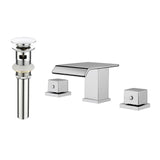 Waterfall Bathroom Faucet with Pop-Up Drain Solid Brass Vanity Sink Faucet