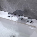 Waterfall Bathroom Faucet with Pop-Up Drain Solid Brass Vanity Sink Faucet