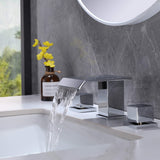 Waterfall Bathroom Faucet with Pop-Up Drain Solid Brass Vanity Sink Faucet