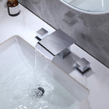 Waterfall Bathroom Faucet with Pop-Up Drain Solid Brass Vanity Sink Faucet