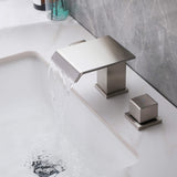 Waterfall Bathroom Faucet with Pop-Up Drain Solid Brass Vanity Sink Faucet