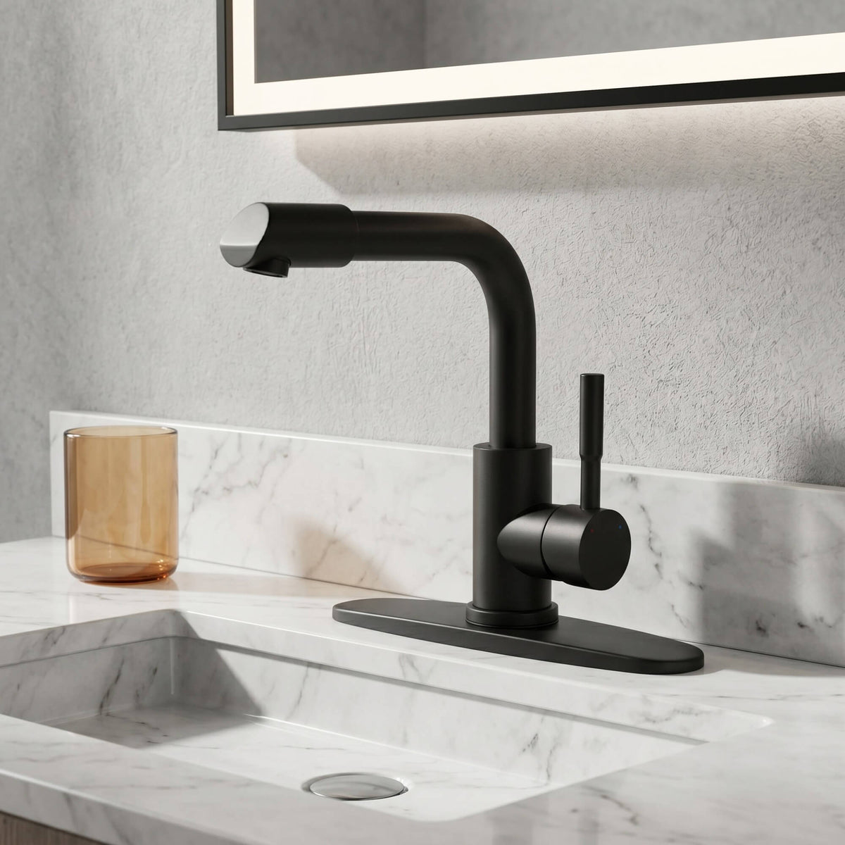 Single-Handle Bathroom Faucet with 360° Rotatable Spout