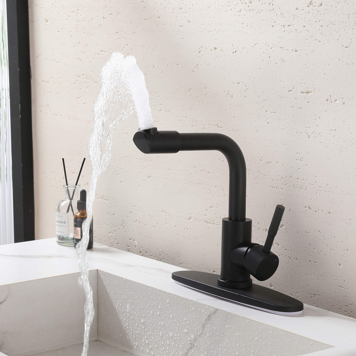 Single-Handle Bathroom Faucet with 360° Rotatable Spout
