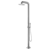 Floor Standing Stainless Steel Outdoor Shower System with Overhead Shower Brushed Nickel JK0367