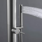 Floor Standing Stainless Steel Outdoor Shower System with Overhead Shower Brushed Nickel JK0367