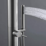 Freestanding Stainless Steel Outdoor Shower with Handheld Shower & Rain Head