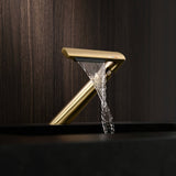 Designer Waterfall Faucet with Angled Body and Side Handle
