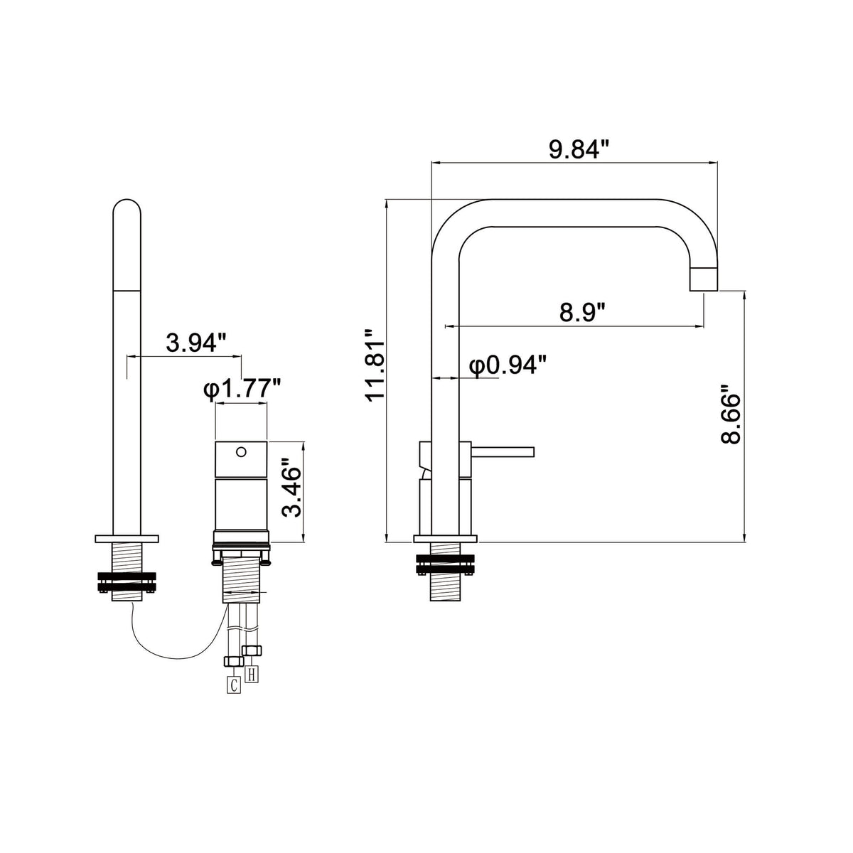 Rotating Spout Mixer Tap for Washbasin with One Handle