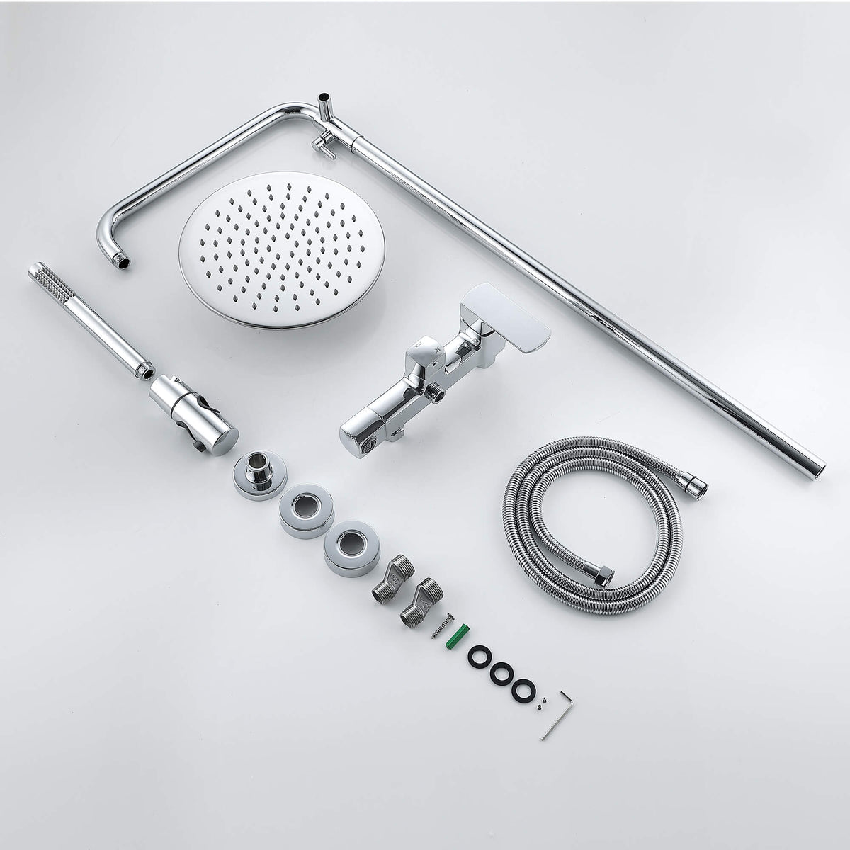 Exposed Rain Shower Kit with Tub Spout and Slide Bar