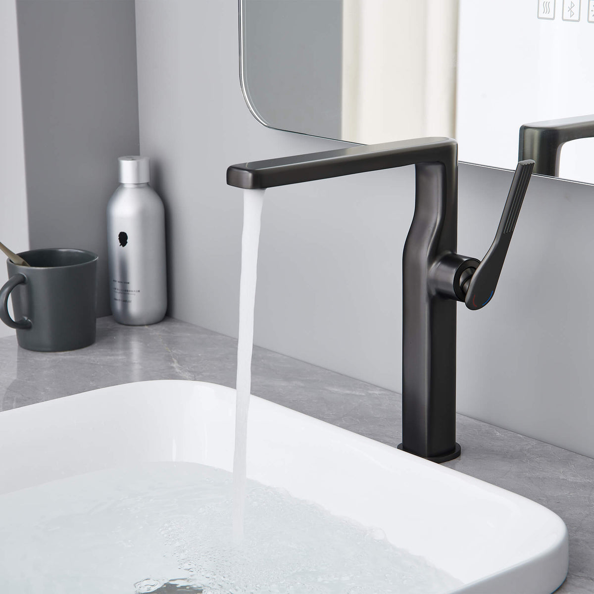 Tall Single-Handle Vessel Sink Faucet with Aerated Flow