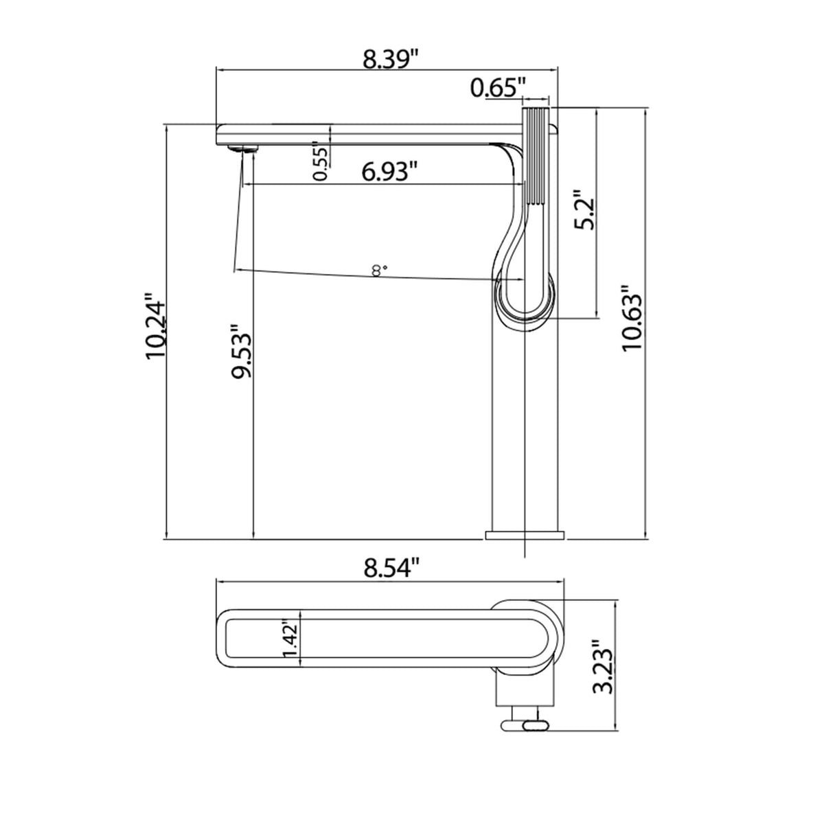 Tall Single-Handle Vessel Sink Faucet with Rectangular Spout