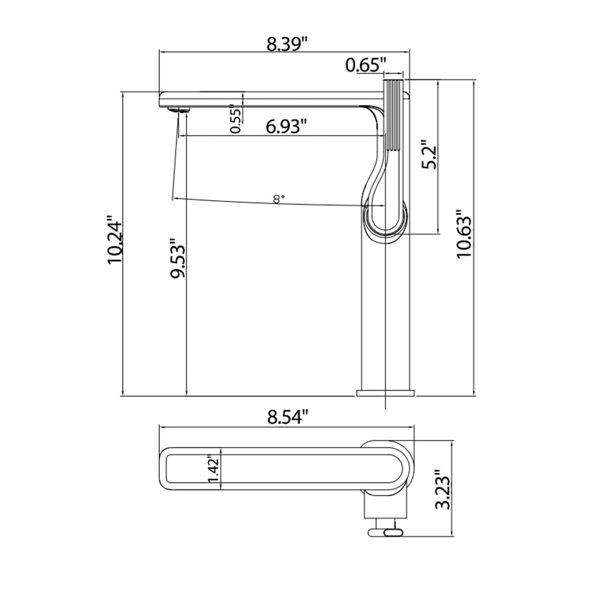 Tall Single-Handle Vessel Sink Faucet with Rectangular Spout