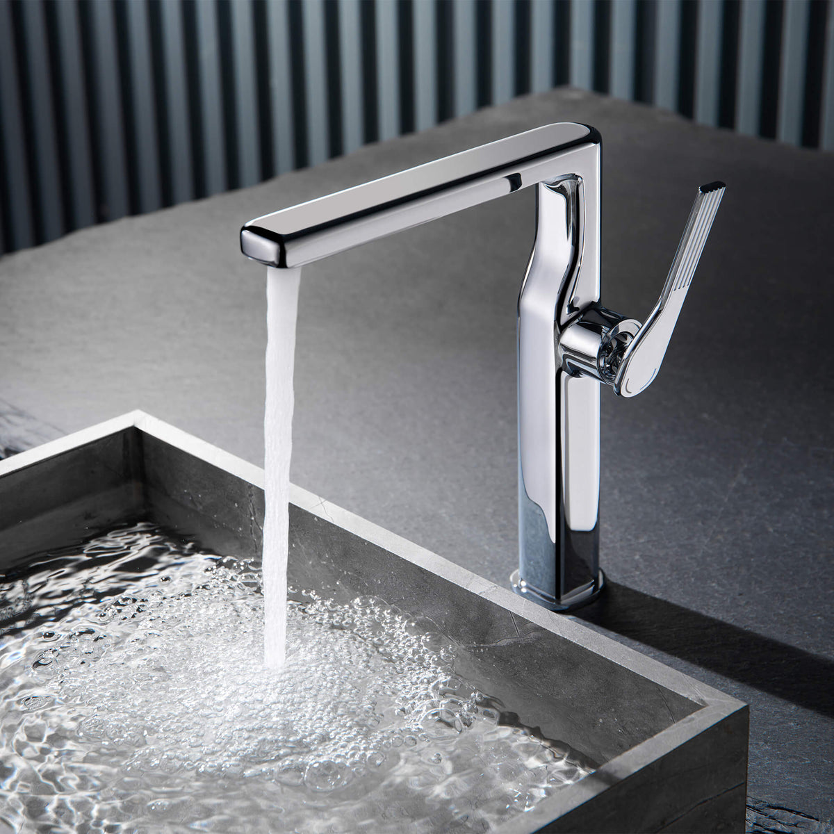 Tall Single-Handle Vessel Sink Faucet with Aerated Flow