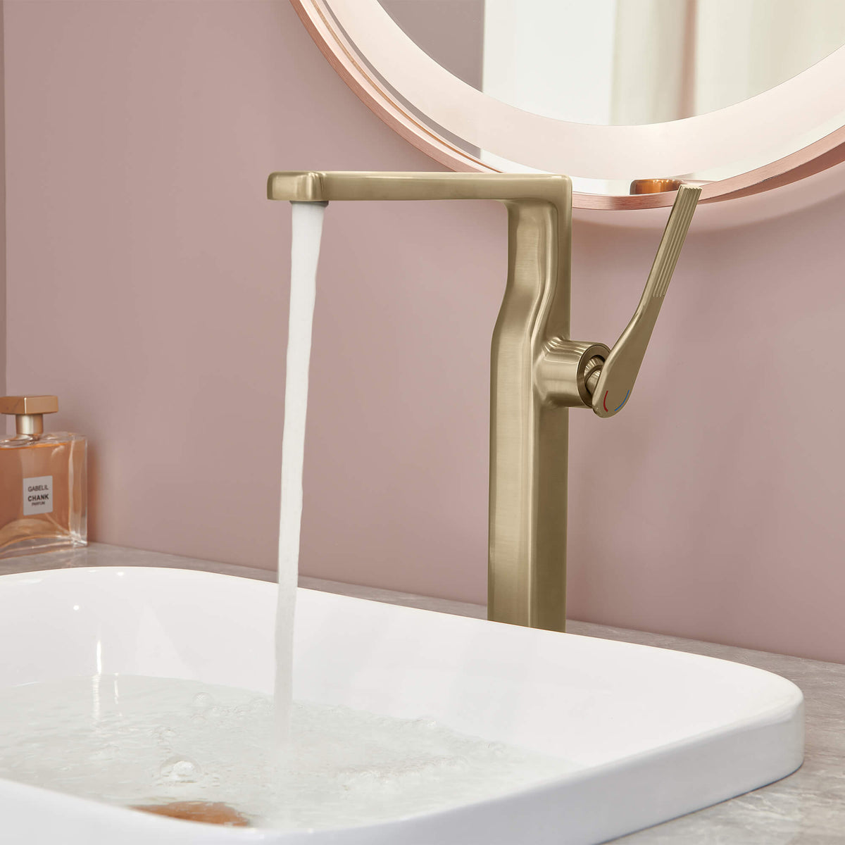 Tall Single-Handle Vessel Sink Faucet with Aerated Flow
