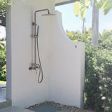 Dua-Function Outdoor Shower with Handheld and Rain Showerhead