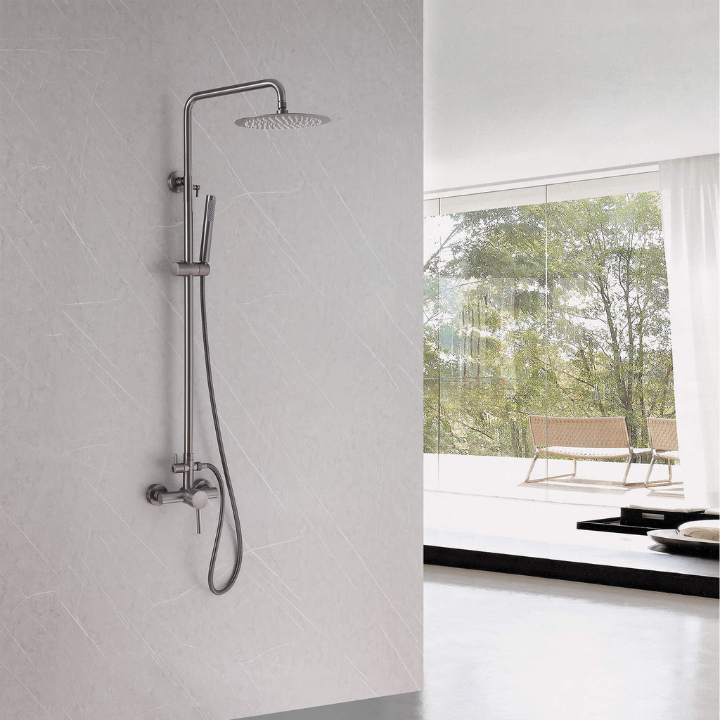 High-Pressure Outdoor Shower Kit with 10-Inch Stainless Steel Rainfall Head & Handheld Spray
