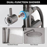 Wall-Mounted Outdoor Shower with 10-Inch Thin Rain Shower Head and Handheld Spray