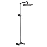 Wall-Mounted Dual Handle Outdoor Shower Fixture with 10-Inch Rain Head