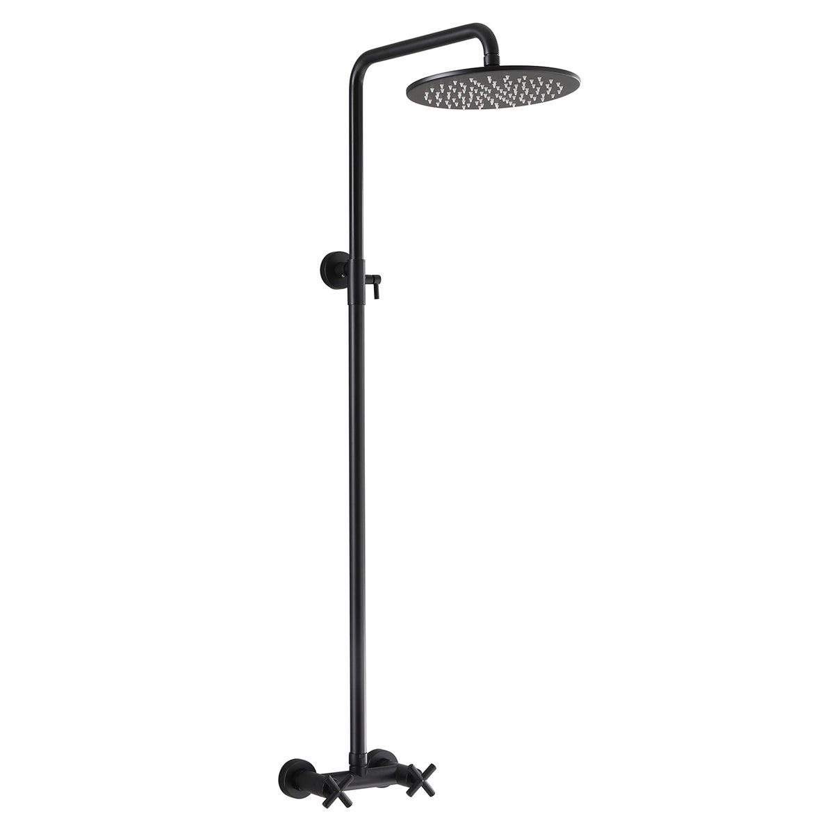 Wall-Mounted Dual Handle Outdoor Shower Fixture with 10-Inch Rain Head