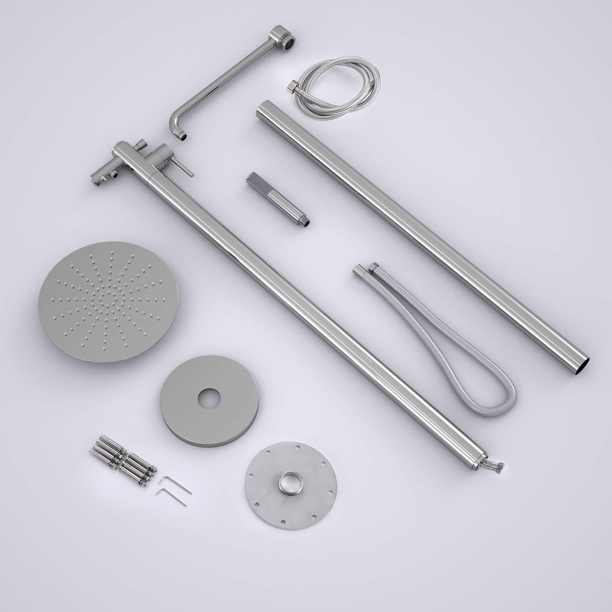 Pool & Beach Freestanding Outdoor Shower Tower with Handheld Wand