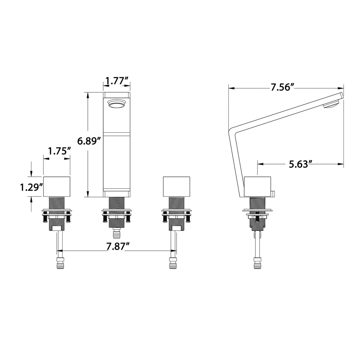 3-Hole 2-Handle Widespread Bathroom Sink Faucet with Modern Design
