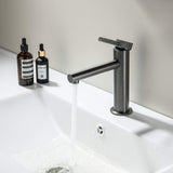 Modern Brass Bathroom Faucet Single-Hole Basin Mixer Tap with Knurled Handle