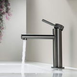 Modern Brass Bathroom Faucet Single-Hole Basin Mixer Tap with Knurled Handle