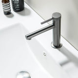 Modern Brass Bathroom Faucet Single-Hole Basin Mixer Tap with Knurled Handle