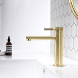 Modern Brass Bathroom Faucet Single-Hole Basin Mixer Tap with Knurled Handle
