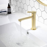 Modern Brass Bathroom Faucet Single-Hole Basin Mixer Tap with Knurled Handle