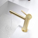 Modern Brass Bathroom Faucet Single-Hole Basin Mixer Tap with Knurled Handle