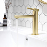 Modern Brass Bathroom Faucet Single-Hole Basin Mixer Tap with Knurled Handle