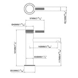 Modern Brass Bathroom Faucet Single-Hole Basin Mixer Tap with Knurled Handle