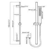 Square Handheld Shower Head with Slide Bar High-Pressure Hand Shower with Adjustable Rail