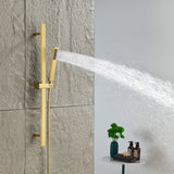 Square Handheld Shower Head with Slide Bar High-Pressure Hand Shower with Adjustable Rail