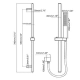 Square Handheld Shower Head with Slide Bar High-Pressure Hand Shower with Adjustable Rail
