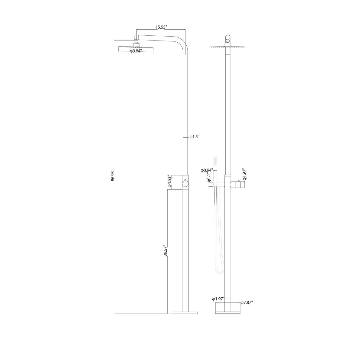 316 Stainless Steel Outdoor Shower with 10-Inch Rain Shower Head and Handheld Sprayer
