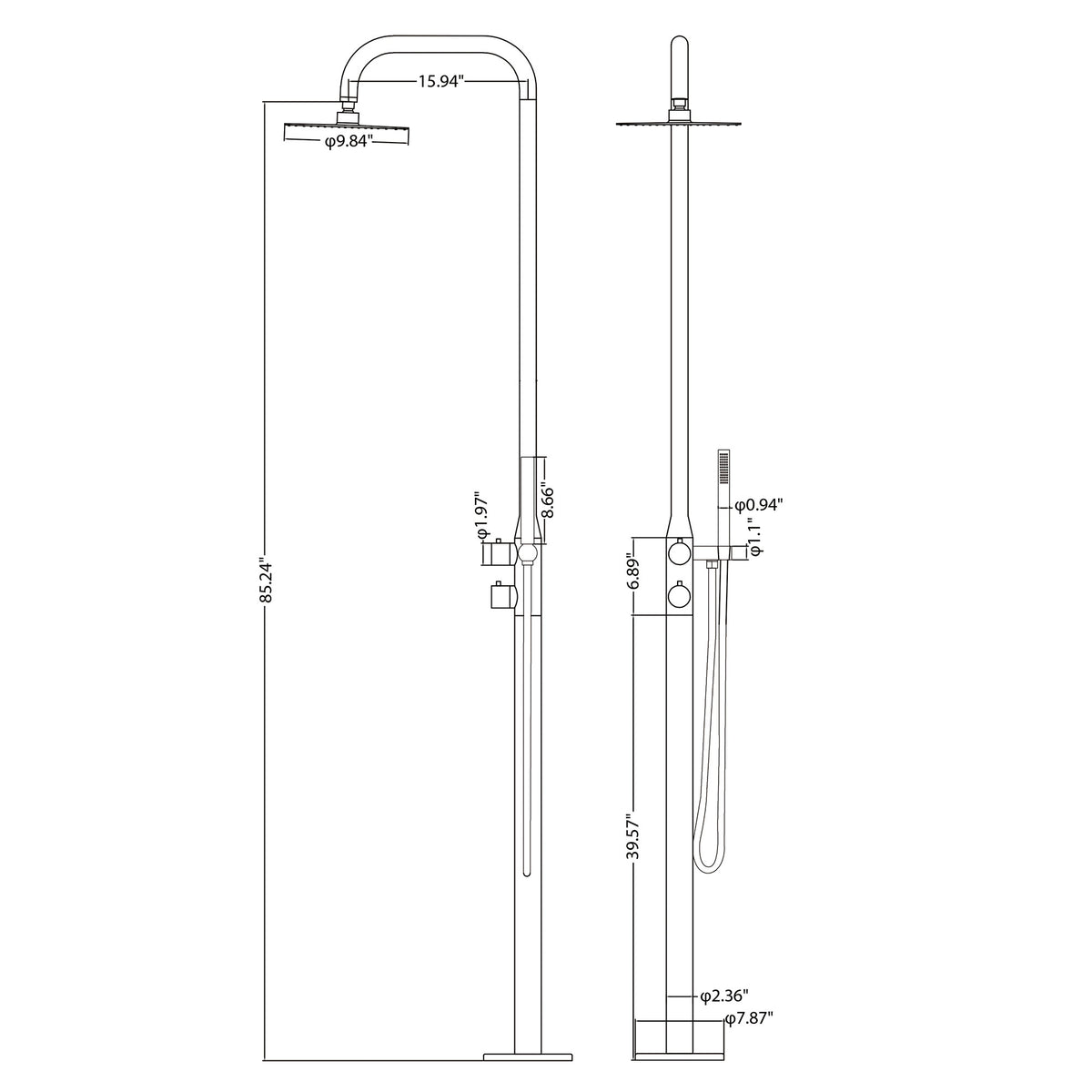 316 Stainless Steel High-Pressure Outdoor Shower with Handheld & Overhead Shower