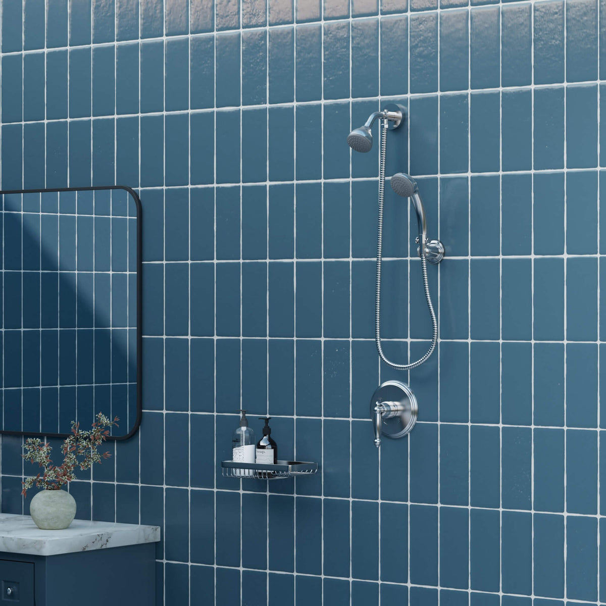 Wall-Mounted High-Pressure Chrome Dual/Combo Shower Head Set