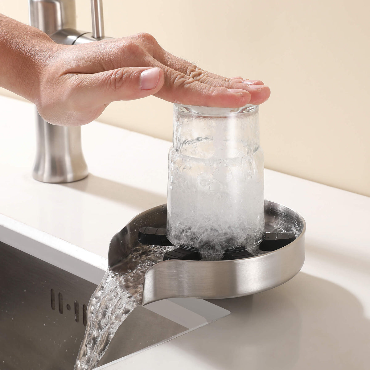 Glass Rinser for Kitchen Sink – Stainless Steel Cup Washer